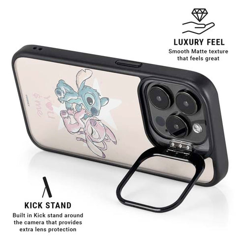 Disney Lilo and Stitch Stitch and Angel iPhone 15 Pro Kickstand Case